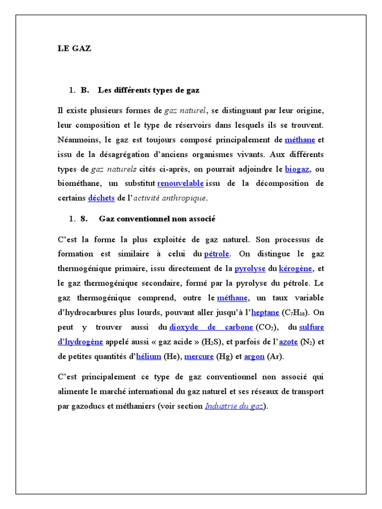 Types et avantages du gaz naturel | PDF | Gaz naturel | Méthane