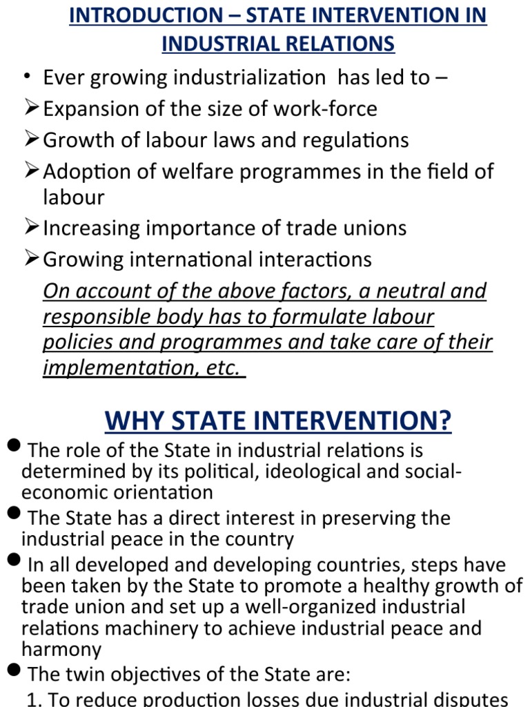 State Intervention in IR | PDF | Labour Law | Employment