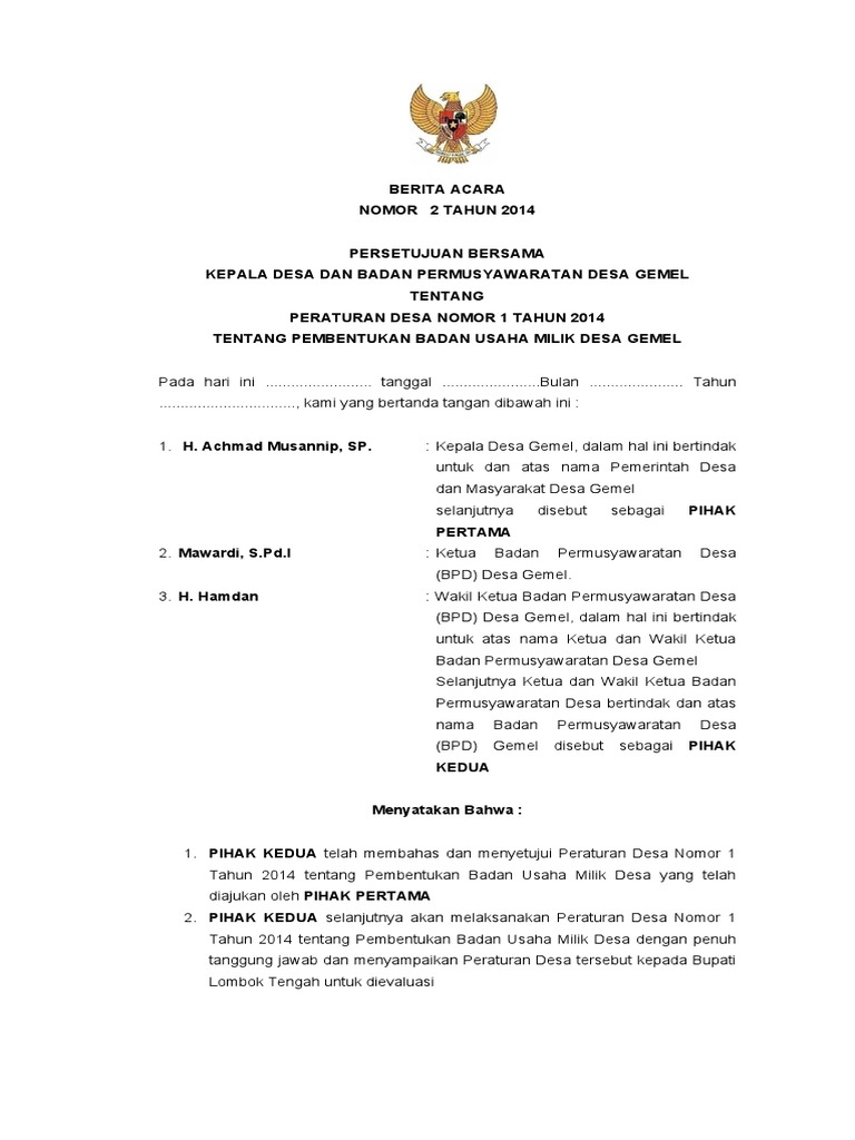 CONTOH-RANPERDES BUMDes-ok | PDF
