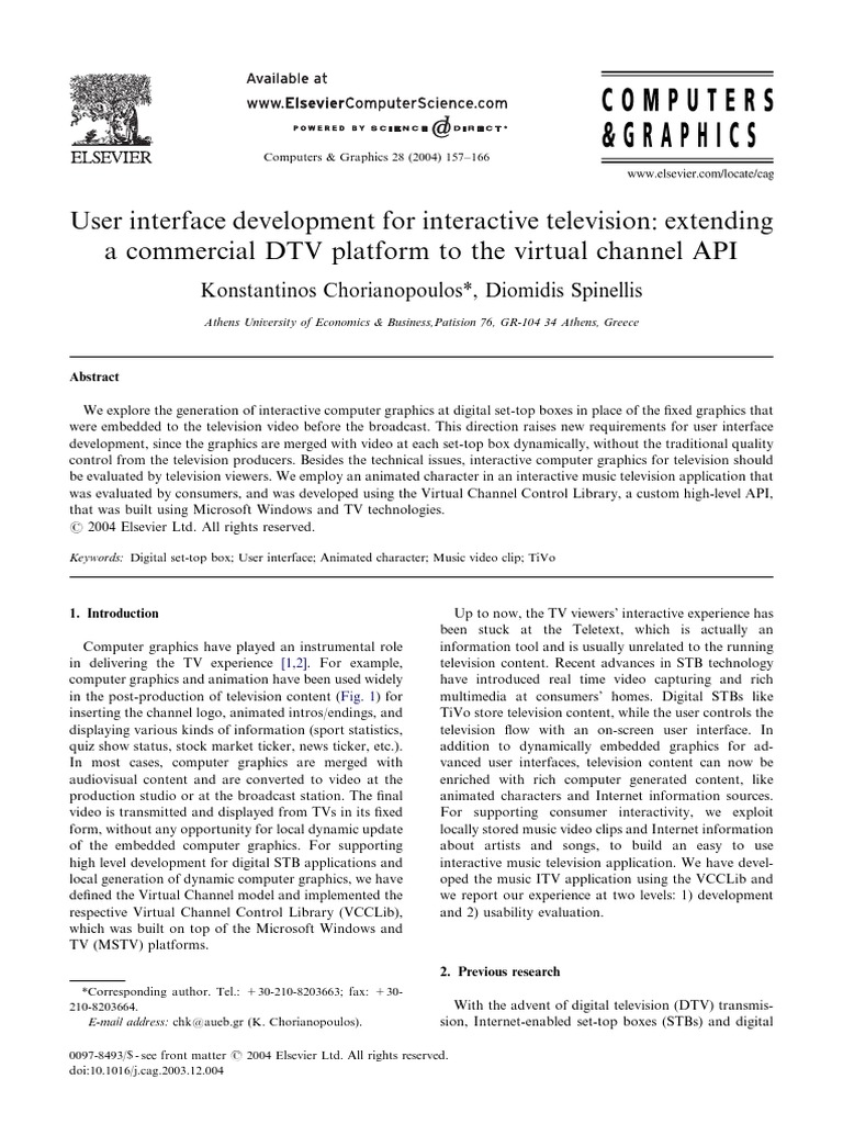 User Interface Development For Interactive Television Extending A