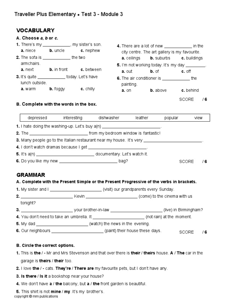 traveller plus elementary test 7