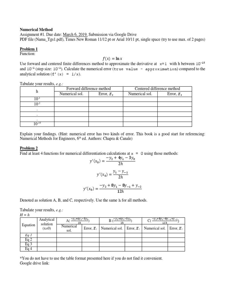 Assignment Numerical Differentiation | PDF | Numerical Analysis ...