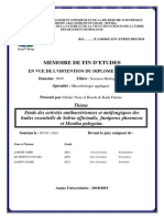 Etude Des Activités Antibactériennes Et Antifongiques Des Huiles Essentielle de Salvia Officinalis , Juniperus Phoenicea Et Et Mentha Puleguim