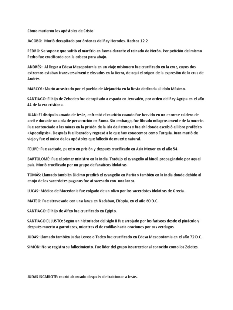 Cómo Murieron Los Apostoles PDF