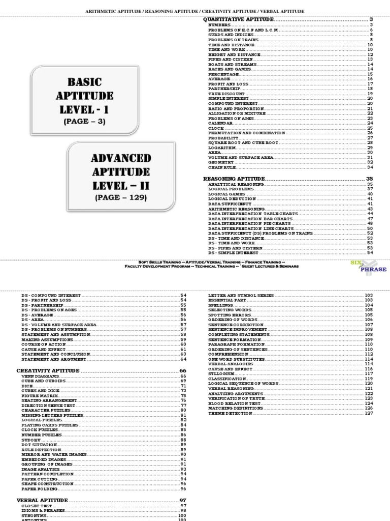 Six Phrase Aptitude Training Students Material Basic Version Final ...