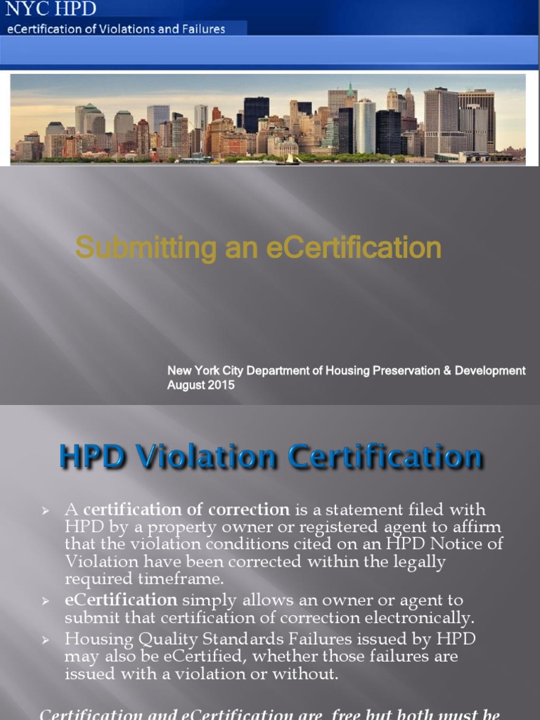 eCertification Process for HPD Violations | PDF | Certification ...