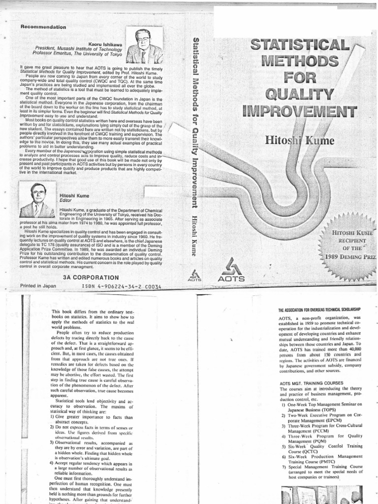 Hitoshi Kume - Statistical Methods For Quality Improvement-P | PDF