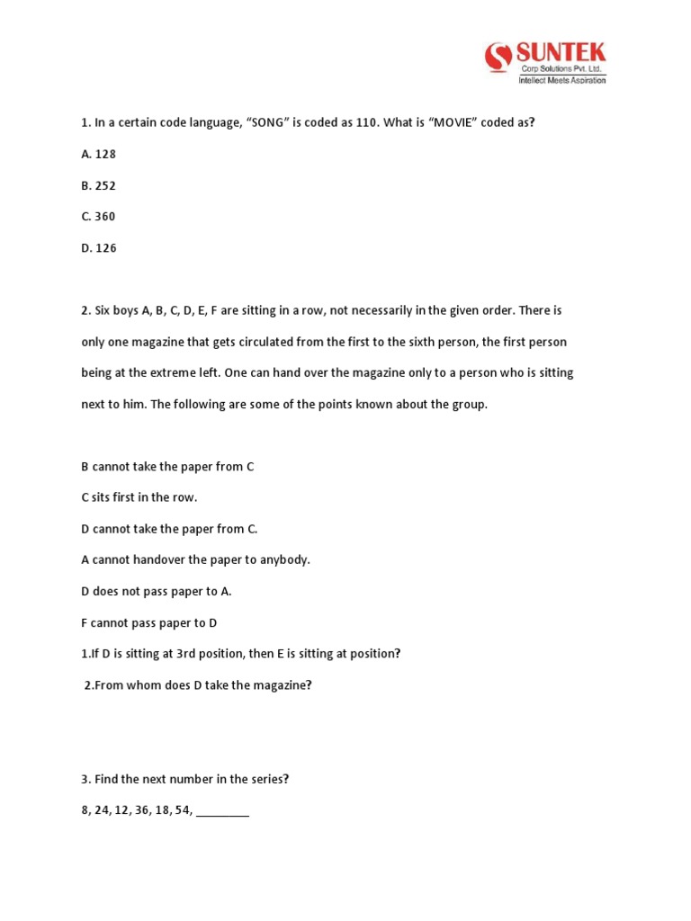Code Language and Logical Puzzles | PDF | Microeconomics | Business ...