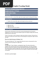 Explicit Teaching Model Lesson Plan