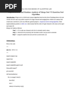 Implementation and Runtime Analysis of Merge Sort VS Insertion Sort Algorithm