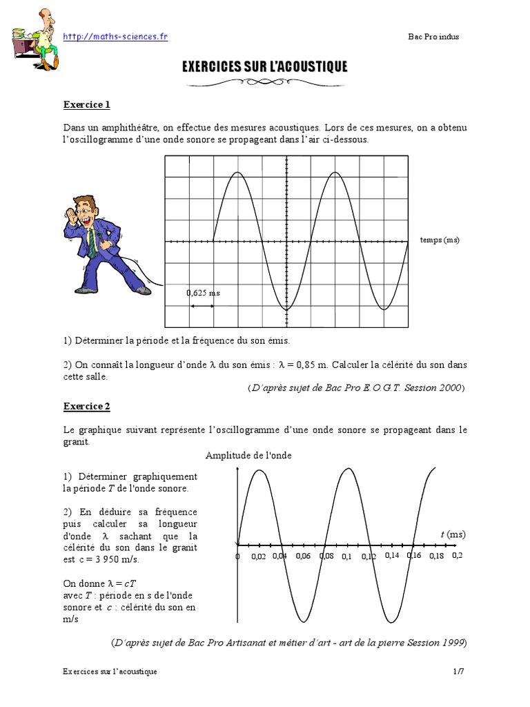 Emission Et Perception D un Son Seconde Exercices Corrigés Exercices Acoustique Bac Pro Industriel | PDF | Son | Décibel