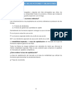 Valor de Las Acciones Ordinarias y Estimación de Tasa de Capitalización