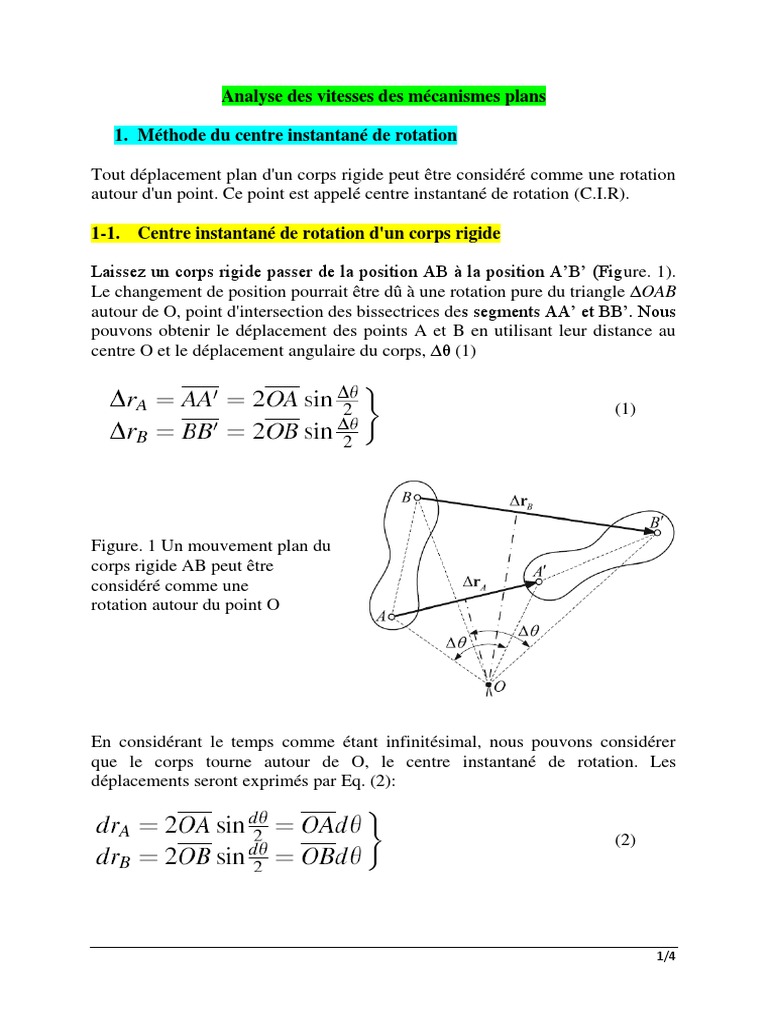 Analyse des vitesses en mécanique plane | PDF | Rotation | Vitesse