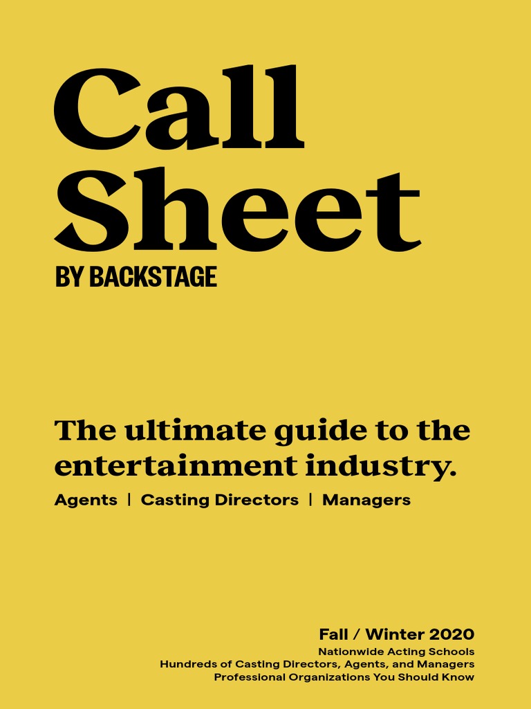 Backstage Call Sheet Decd 2020 PDF Audition Acting