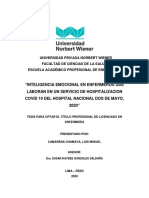 Inteligencia Emocional en Enfermeros Que Laboran en Un Servicio de Hospitalizacion Covid 19 Del Hospital Nacional Dos de Mayo, 2020