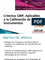 Criterios GMP, Aplicables A La Calibración de Instrumentos: Ing. Daniel Meza 2014
