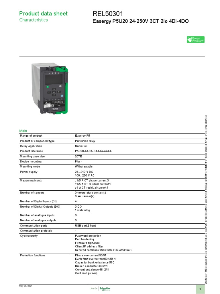 Easergy P5 Protection Relays - REL50301 | PDF | Electromagnetic ...
