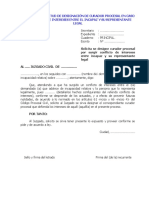 Modelo de Solicitud de Designación de Curador Procesal en Caso de Conflicto de Intereses Entre El Incapaz Y Su Representante Legal