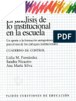 Lidia M. Fernández. (1998) EL ANÁLISIS DE LO INSTITUCIONAL EN LA ESCUELA - 3 CUADERNO DE CONTROL