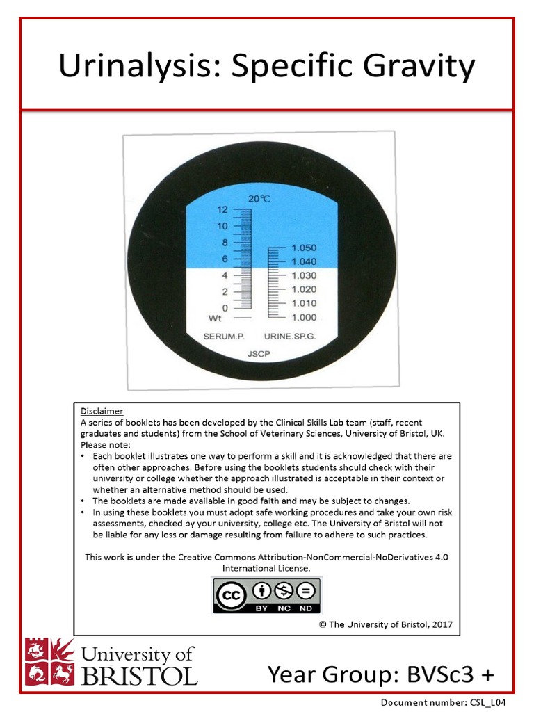 Urinalysis: Measuring Specific Gravity | PDF | Urine | Creatinine