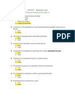 Practice Exercises For Quiz 3: CA51017 - Business Law