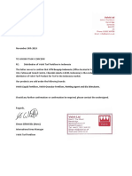 Velvit - Sole Distributor Letter