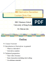 MFIN6003 Derivative Securities: Lecture Note One