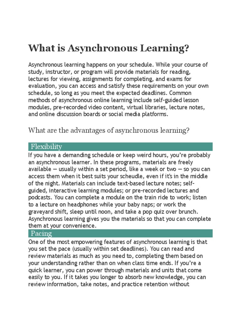 What Is Asynchronous Learning | PDF | Educational Technology | Massive ...