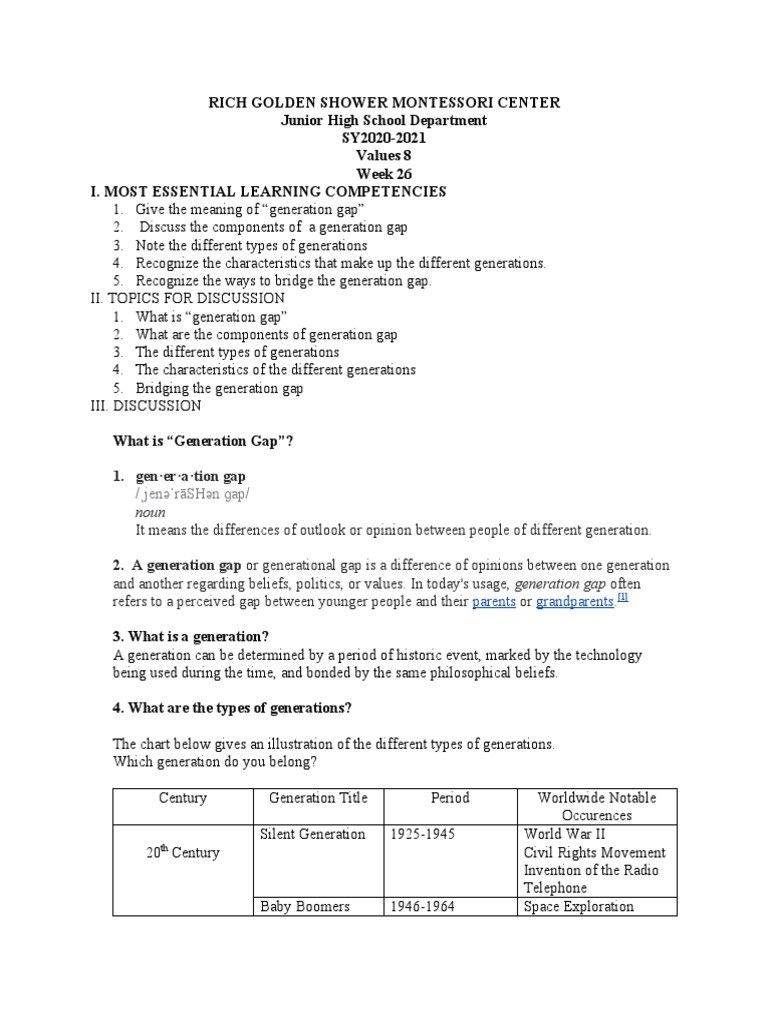 Understanding the Generation Gap | PDF | Grandparent | Human Development