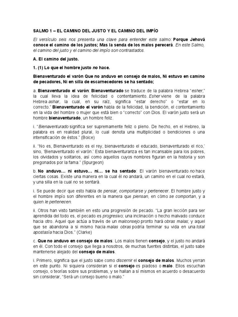 Salmo 1 Pdf Bienaventuranzas Dios