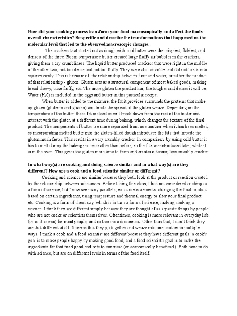 Chemistry Food Reflection | PDF | Gluten | Physical Sciences