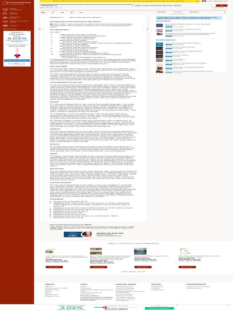 MATTHEW 5 NIV intelligence overview