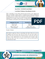 Learning Activity 1 / Actividad de Aprendizaje 1 Evidence: Describing My Kitchen / Evidencia: Describiendo Mi Cocina