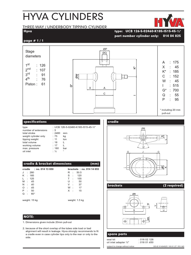 Hyva Cylinders: Three-Way / Underbody Tipping Cylinder | PDF | Engine ...