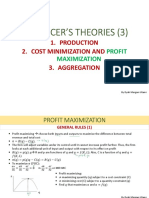 Producer'S Theories (3) : 1. Production 2. Cost Minimization and 3. Aggregation