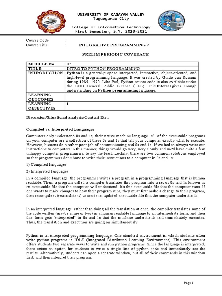 Module 2 Integrative Programming 2 | PDF | Python (Programming Language ...