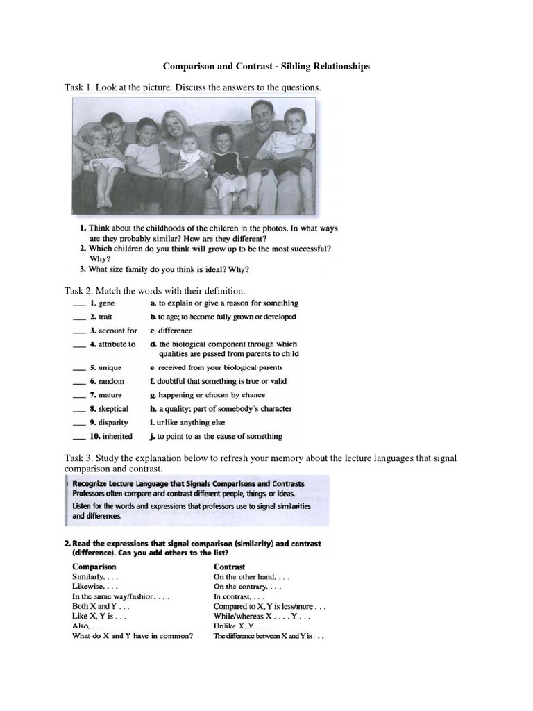 Analyzing Sibling Relationships | PDF | Language Arts & Discipline