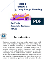 Unit I Topic 3 Forecasting, Long Range Planning: Dr. Pooja Associate Professor Rdias