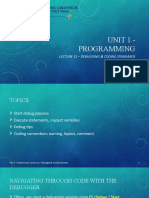 Unit 1 - Programming: Lecture 12 - Debugging & Coding Standards