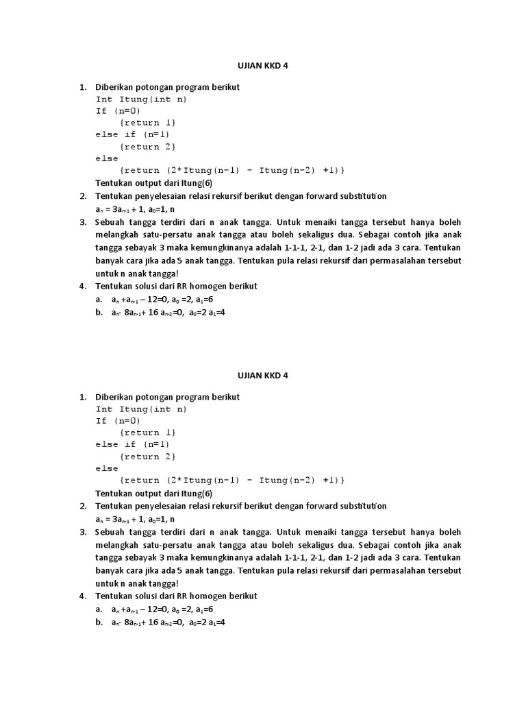 Soal dan Penyelesaian Rekursi | PDF
