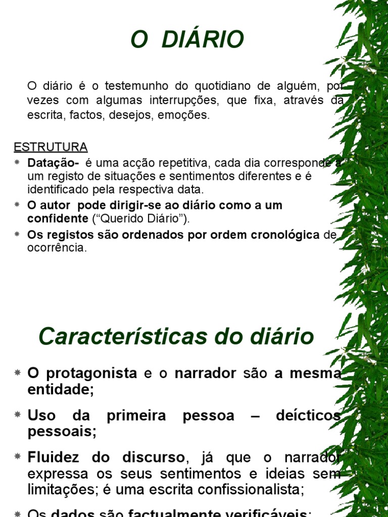 Características e tipos do diário pessoal | PDF