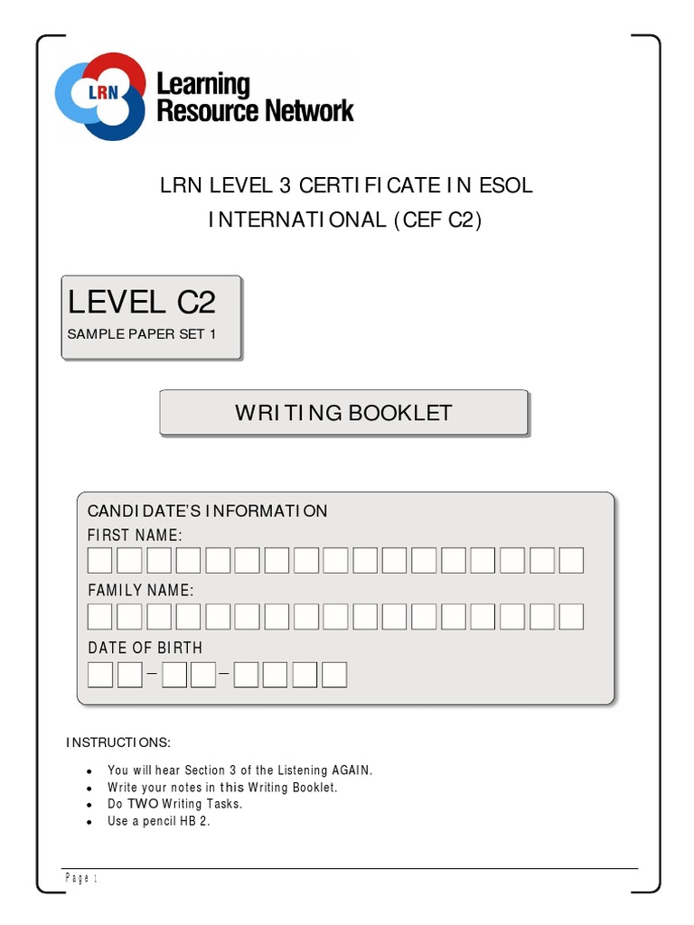 Level C2: LRN Level 3 Certificate in Esol International (Cef C2) | PDF