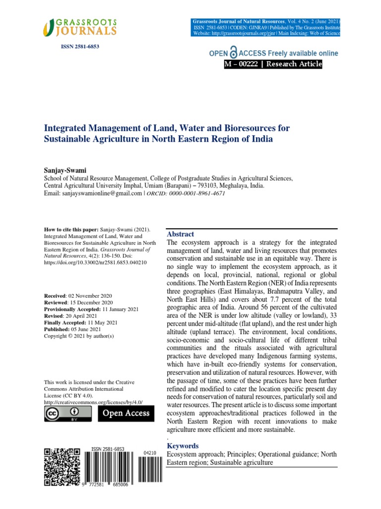 Integrated Management of Land, Water and Bioresources For Sustainable ...