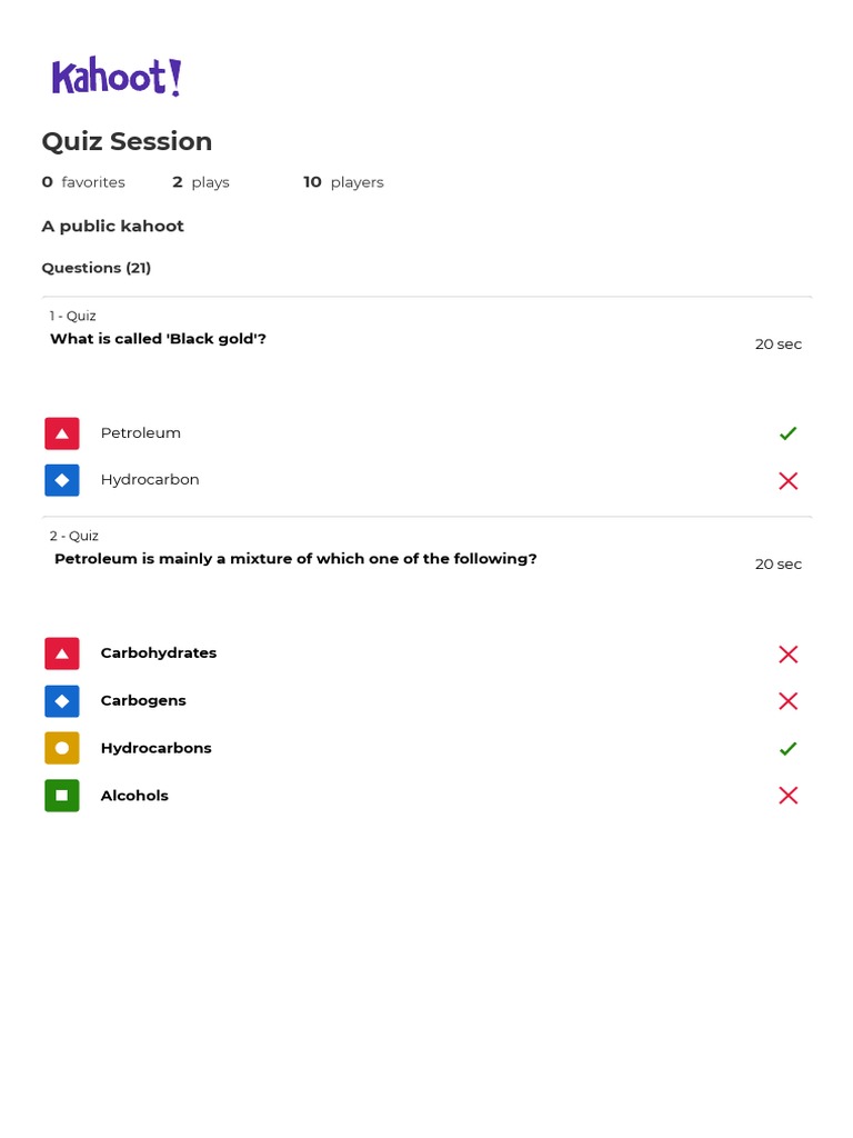 Kahoot! PDF Petroleum Fuels