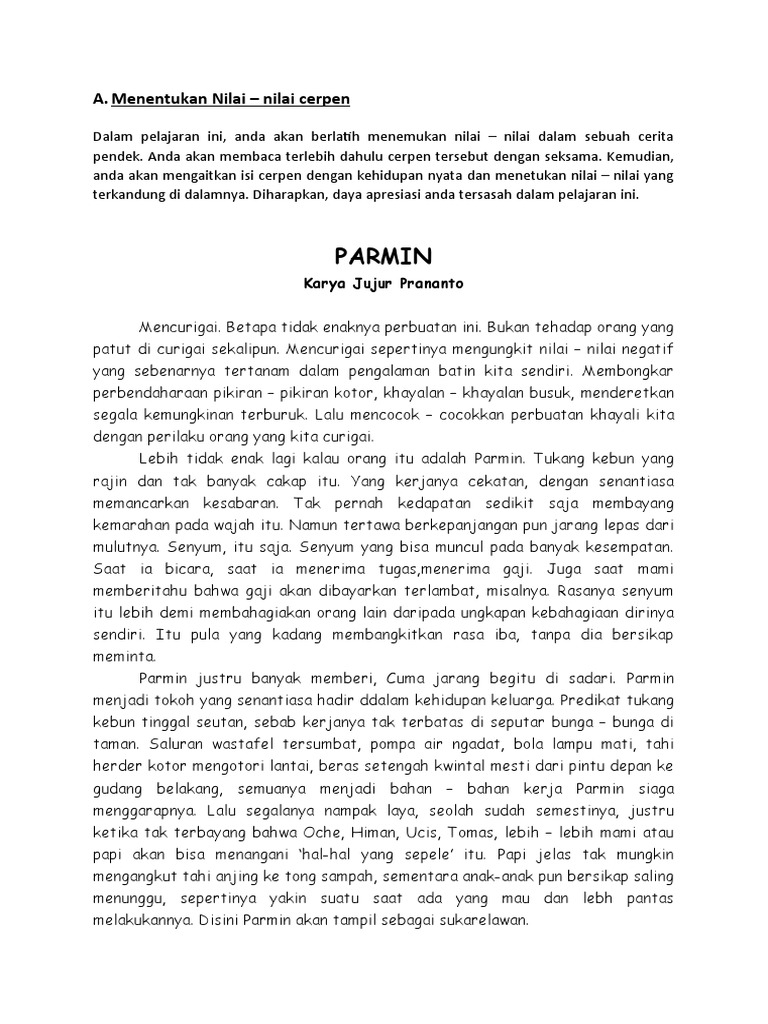 Nilai dalam Cerpen 
