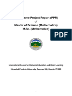 Programme Project Report (PPR) of Master of Science (Mathematics) M.Sc. (Mathematics)