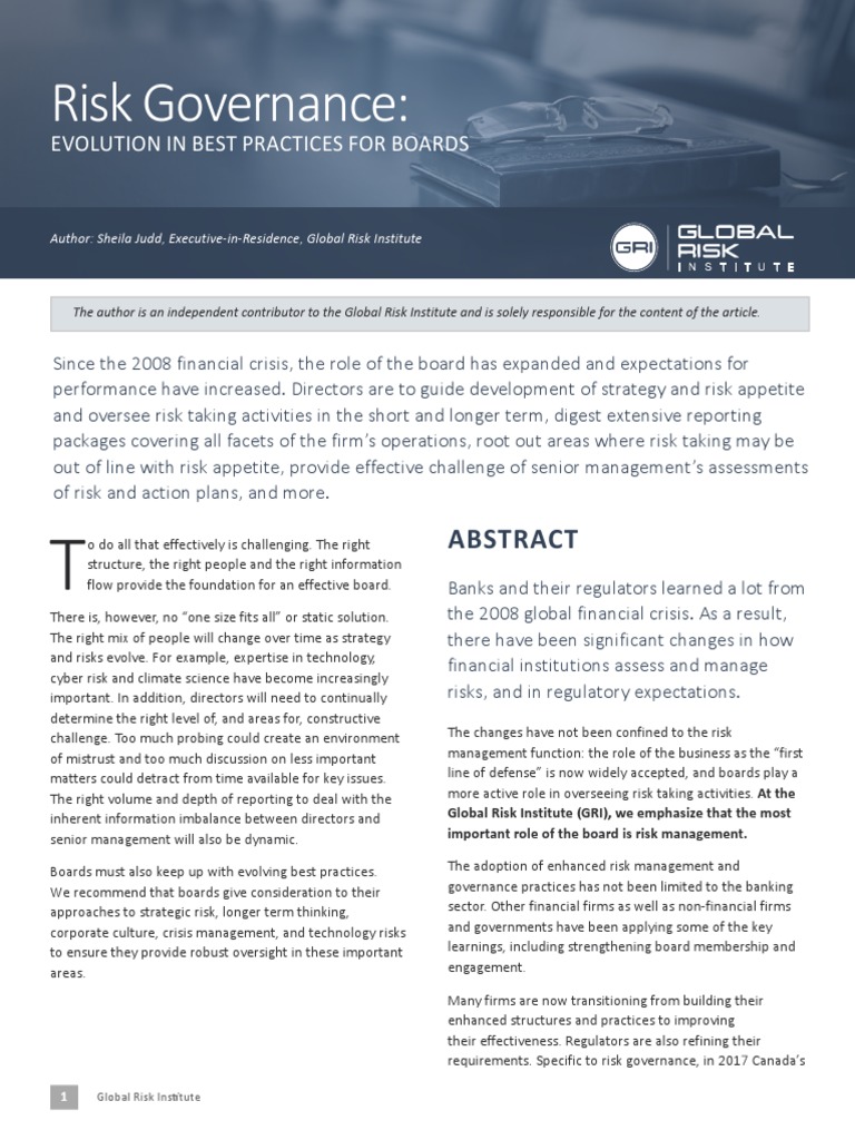 Best Practices in Risk Governance for Boards | PDF | Governance ...