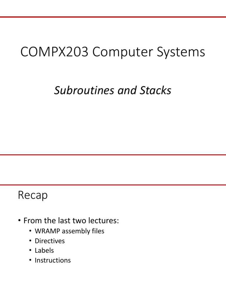 03-Subroutines and Stacks | PDF | Subroutine | Parameter (Computer ...