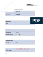 Cover Sheet: Non-Anonymous Marking Xinyi Liu 7281404: Student Name: Student ID