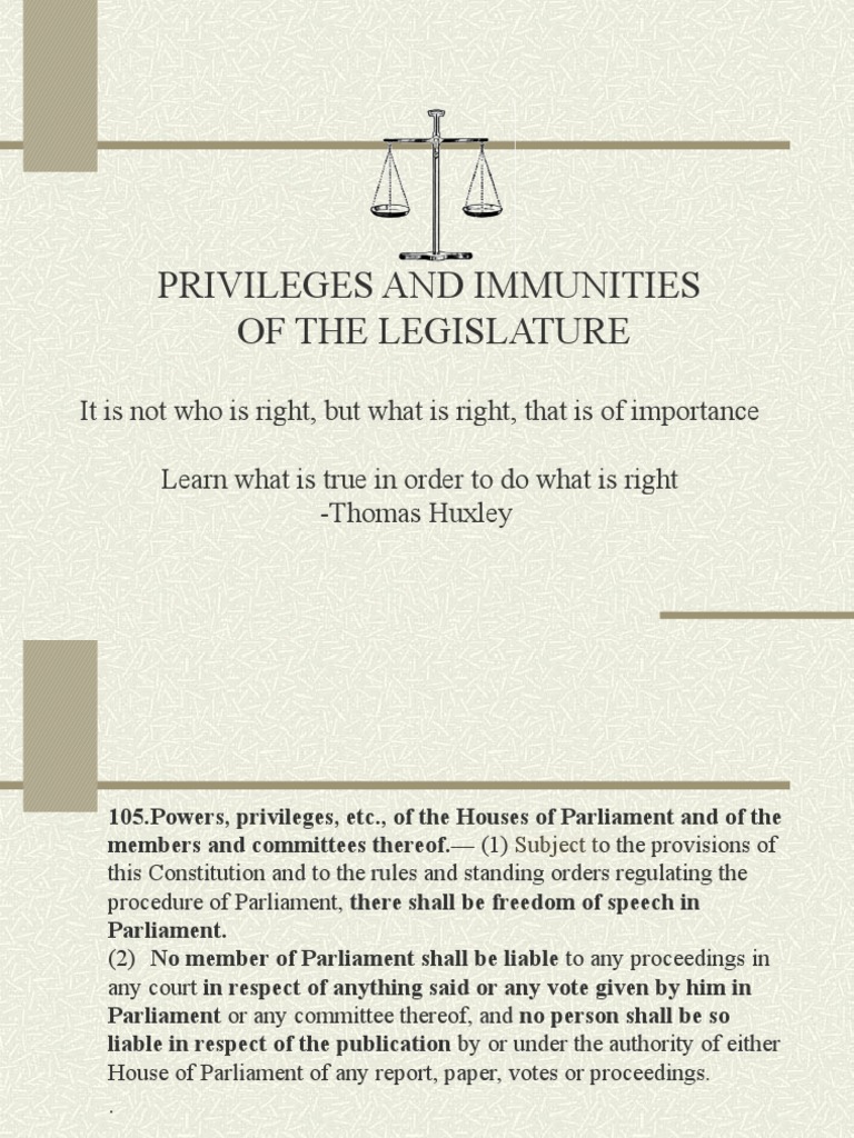 Legislative Privileges and Immunities | PDF | Parliamentary Immunity ...